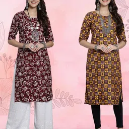 Ethnic basket Women Pack Of 2 Multicoloured Crepe Kurtas-picture-30