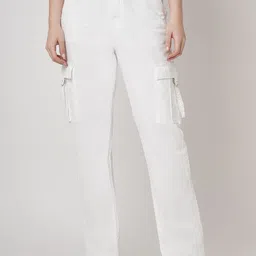 Kraus Jeans Women's Solid High-Rise Cargos Trousers-picture-10