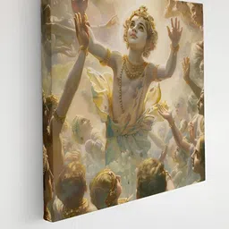 Myntra Elegant Homes Blue & Beige Child Lord Krishna Religious Canvas Wall Art-picture-41