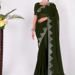 Mitera Beads and Stones Pure Chiffon Saree-image-9