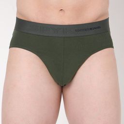 UnderJeans by Spykar Men Olive Green Solid Basic Briefs-picture-41