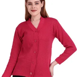 Roadster Women Pink Solid Wool V-Neck Long Sleeves Sweater-image-38