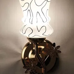 1ST TIME Black & Gold-Toned Printed Metal Frustum Shaped Wall Lamp-picture-18