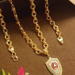 SHANKHRAJ MALL Gold-Plated Geometric Pendants with Chains-picture-25