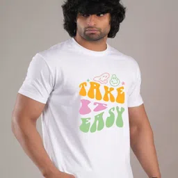 HESHA Typography Printed Round Neck Pure Cotton Relaxed Fit T-Shirt image 5