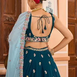 panchhi Embellished Sequinned Semi-Stitched Lehenga & Unstitched Blouse With Dupatta image 4