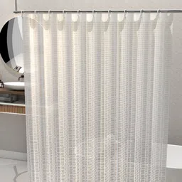 Aura 5-Pcs White Printed Waterproof ShowerCurtainWithHooks image 4