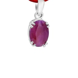 GenZcomplex Unisex Silver-Plated Ruby Stone Studded Pendant-picture-15