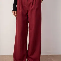 Trendyol Women Wide Leg Mid-Rise Pleated Parallel Trousers image 3