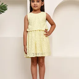 JAKANARY Girls Self Design Schiffli Fit & Flare Dress-picture-19