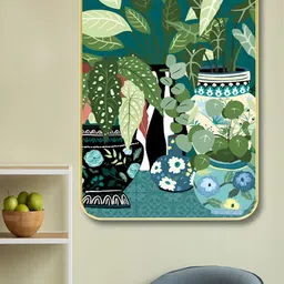 Myntra Elegant Homes Green & Blue Floral and Botanical Wooden Wall Art-image-83