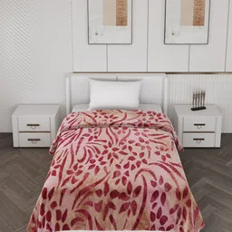 Monte Carlo Maroon And Beige Floral Printed Heavy Winter Single Bed Blanket 710 GSM image 3