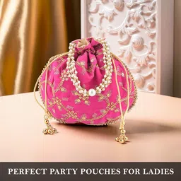 Kuber Industries 4 Pcs Polyester Potli Bags for Women Embroidered Potli Clutch image 5