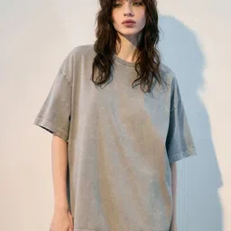 LULU & SKY Graphic Printed Drop-Shoulder Sleeves Pure Cotton Oversized T-shirt image 5