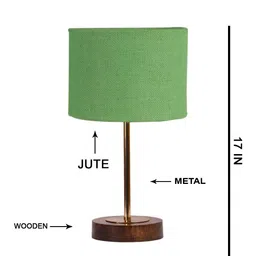Devansh Green Textured Wood Cylindrical Shaped Table Lamp-picture-40