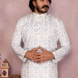 AmiFashion Men Ethnic Motifs Printed Cotton Kurta with Pyjamas-picture-19