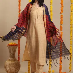 Anni Designer V-Neck Regular Straight Kurta with Trousers & Dupatta-picture-40