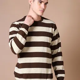 V-Mart Men Cotton Striped Round Neck Pullover-picture-28