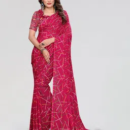 Moda Rapido Geometric Printed Saree With Blouse Piece image 1