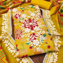 SAINOOR Embroidered Organza Semi-Stitched Dress Material-image-82