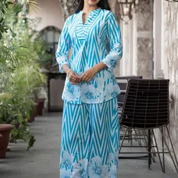 Readiprint Printed Pure Cotton Mandarin Collar Tunic & PalazzosCo-ordsSet image 5