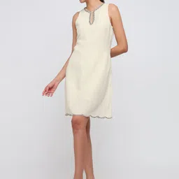 COVER STORY Women Embellished Keyhole Neck Shift Dress-image-2
