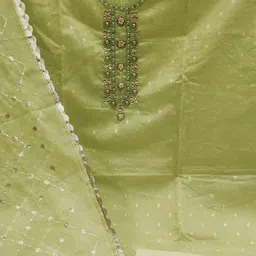 SAINOOR Organza Semi-Stitched Dress Material image 4