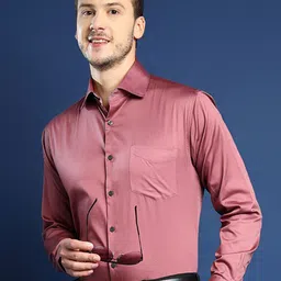 Hancock Men Spread Collar Solid Cotton Slim Fit Formal Shirt-image-65