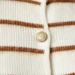 Happiness istanbul Women Striped Ribbed Long Sleeves Cardigan image 3