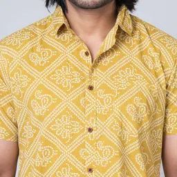 Kartikeya Jaipur Men Standard Spread Collar Ethnic Printed Cotton Slim Fit Casual Shirt image 4