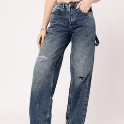 DressBerry Women Free Spirit Flair Pure Cotton Baggy Fit Distressed Jeans image 2