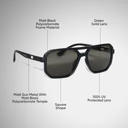 Espee Men Black Lens & Black Square Sunglasses with image 5