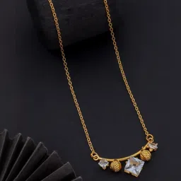 SZN Set Of 2 Gold-Plated Artificial Stones Studded Enamelled Minimal Chains image 3