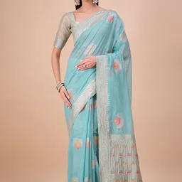 House of Pataudi Floral Woven Design Saree-picture-29