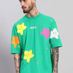 GRIFFEL Men Graphic Printed Round Neck Cotton Oversized T-shirt-picture-41