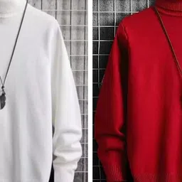 oishee Men Solid High Neck Multicolor Sweater image 2