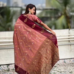 ELITE WEAVES Floral Woven Design Zari Banarasi Saree image 4