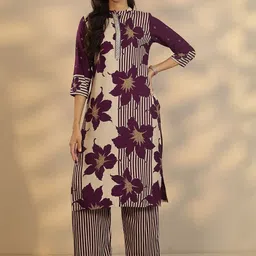 Libas Floral Printed Mandarin Collar Straight Kurta With Palazzos-picture-14