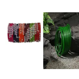 SOMIL Set Of 36 Artificial Stones Studded Ethnic Bangles-picture-29