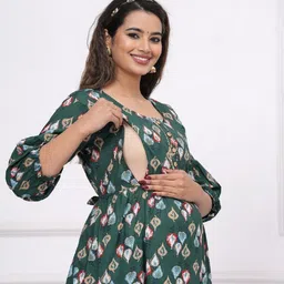 Nevisha Style Women Floral Printed Thread Work Floral Maternity Anarkali Kurta-picture-40