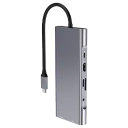 Croma 10-in-1 USB 3.0 Type C to USB-A 3.0, HDMI, VGA, SD, TF card, USB Type-C PD Port, Ethernet, 3.5mm Audio Jack Multi Utility Hub (Supports Fast Charging, Grey) image 4