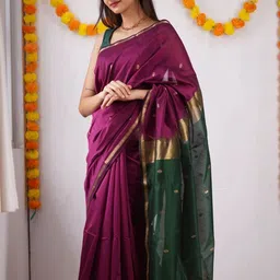 CANIZZARO Woven Design Zari Silk Blend Banarasi Saree image 2