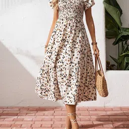 StyleCast Floral Printed Smocked Fit & Flare Midi Dress-picture-13