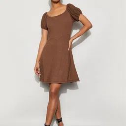Ginger by Lifestyle Puff Sleeve Fit & Flare Dress-picture-38