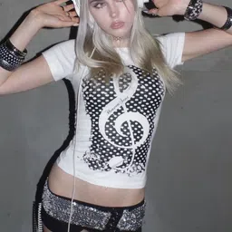 LULU & SKY Women Graphic Printed Regular Fit Short Sleeves Crop T-shirt image 3