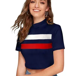 sanjana  silk SANJANA SILK Striped Crop Top image 2