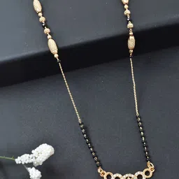 MEIRA JEWELLERY Gold-Plated Cubic Zirconia Studded & Artificial Beaded Mangalsutra-image-34