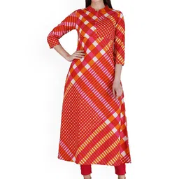 Neelokurti Women Checked Daily Cotton A-Line Kurta-picture-42