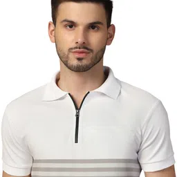 Blisstone Men Striped Polo Collar Cotton T-shirt image 5