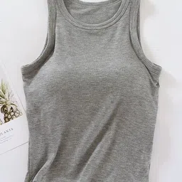 miss mosa by akanksha Alamode By Akanksha Grey Rosalie Tank Tops with Inbuilt Bra-picture-38